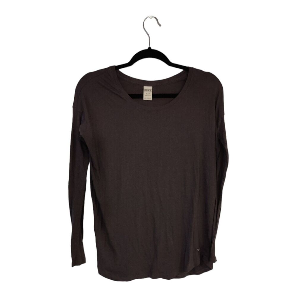 Pink Victoria Secret Size XS Long Sleeve Round Hem Gray Sleepwear T-Shirt
